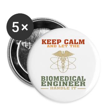 Bestseller Biomedical Engineer Tshirt, Keep Calm - Buttons large 2.2''/56 mm (5-pack) - white - Front