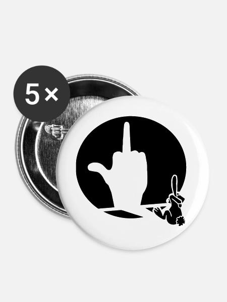 Kaninchenschatten (anpassbare Farbe) - Buttons groß 56 mm (5er Pack) - Weiß
