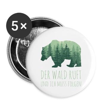 THE FOREST CALLS - NATURE saying - Buttons large 2.2''/56 mm (5-pack) - white - Front