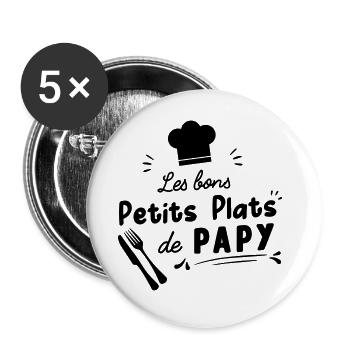 bon petit plat de papy - Lot de 5 grands badges (56 mm) - blanc - Devant