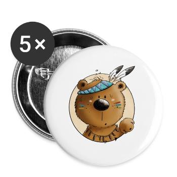 L’ours indien - Lot de 5 grands badges (56 mm) - blanc - Devant