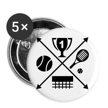 tennis - Lot de 5 grands badges (56 mm) - blanc - Devant