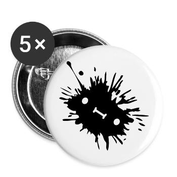 Tache d’encre avec visage - Lot de 5 grands badges (56 mm) - blanc - Devant