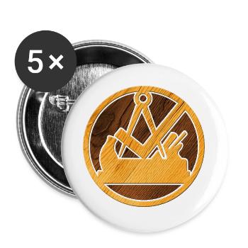 Cooles Tischler und Schreiner Zunftwappen aus Holz - Buttons groß 56 mm (5er Pack) - Weiß - Vorne