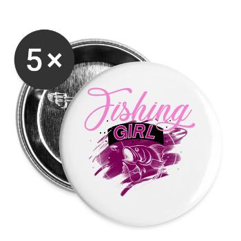 Pêcheur, pêche, pêcheur - Lot de 5 grands badges (56 mm) - blanc - Devant