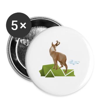 Chamois on meadow - Buttons large 2.2''/56 mm (5-pack) - white - Front