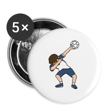 Handballer Dab Dabbing Handball Handballspieler - Buttons groß 56 mm (5er Pack) - Weiß - Vorne