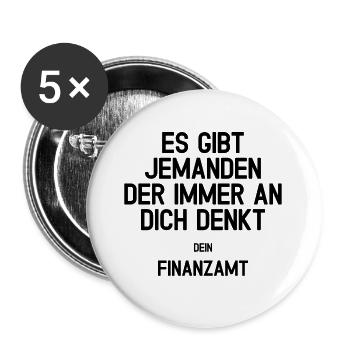 Finanzamtdesign ohne bundesadler schwarz - Buttons groß 56 mm (5er Pack) - Weiß - Vorne