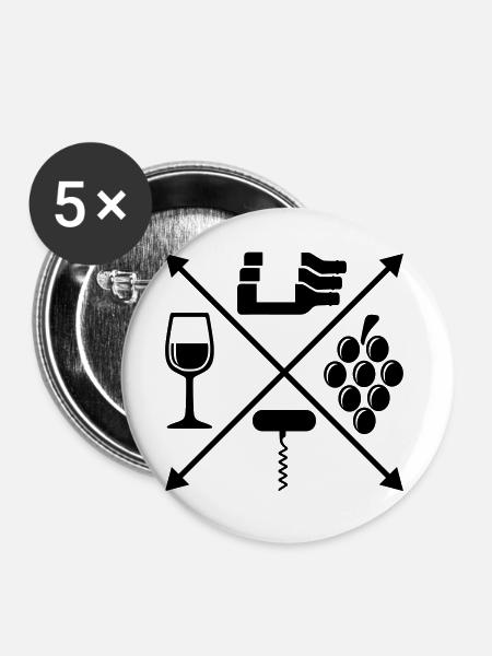 Wein - Buttons groß 56 mm (5er Pack) - Weiß