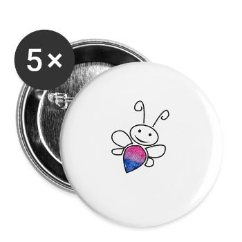 Bisexuelle Biene Bine Design Schwarz - Buttons groß 56 mm (5er Pack) - Weiß - Vorne