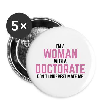 Phd doctor graduation en disant cadeau - Lot de 5 grands badges (56 mm) - blanc - Devant