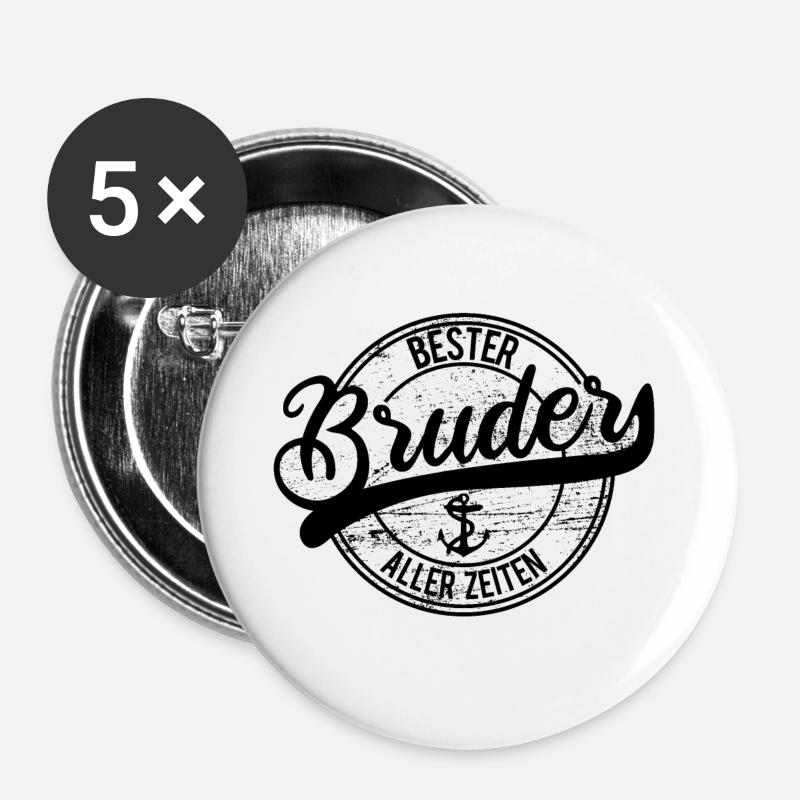 Brothers - Buttons large 2.2''/56 mm (5-pack) - white