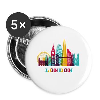 London City Skyline England Landmark - Buttons large 2.2''/56 mm (5-pack) - white - Front