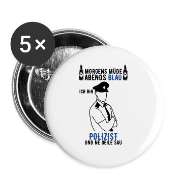 Ich bin Polizist Humor Lustig Spruch Polizei - Buttons groß 56 mm (5er Pack) - Weiß - Vorne
