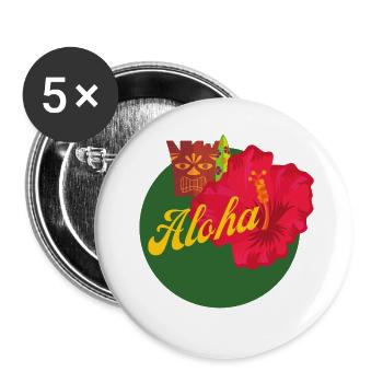 Aloha - Buttons groß 56 mm (5er Pack) - Weiß - Vorne