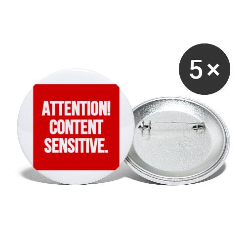 Attention! Content sensitive. - Buttons groß 56 mm (5er Pack)