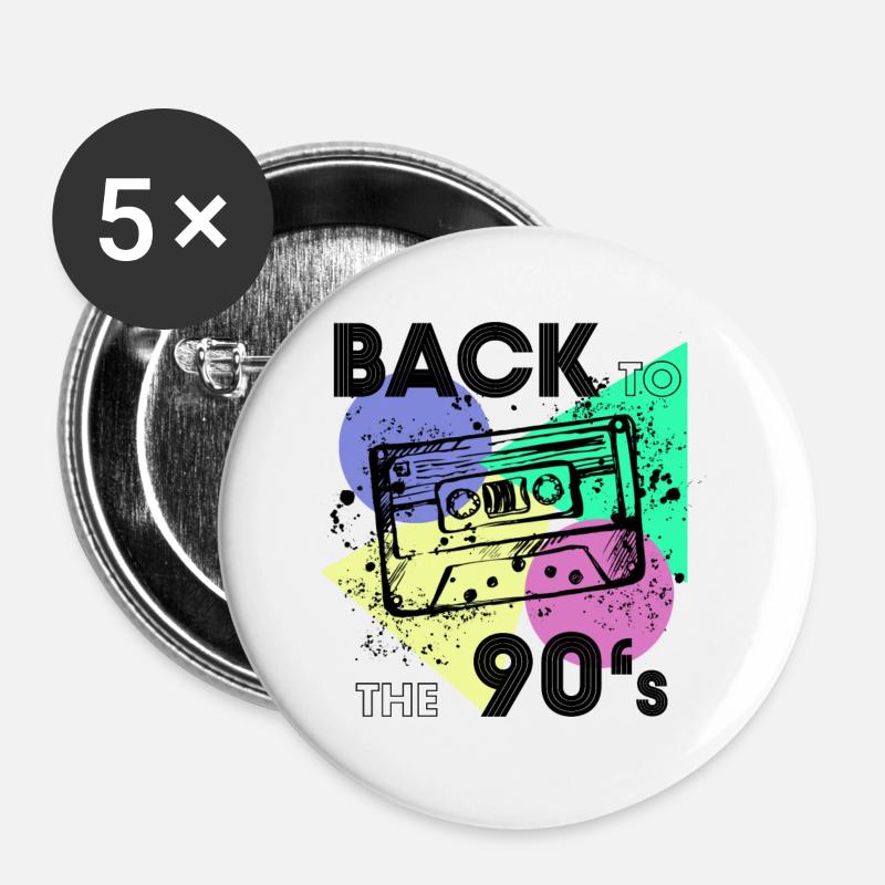 Back to the 90's - Buttons large 2.2''/56 mm (5-pack) - white
