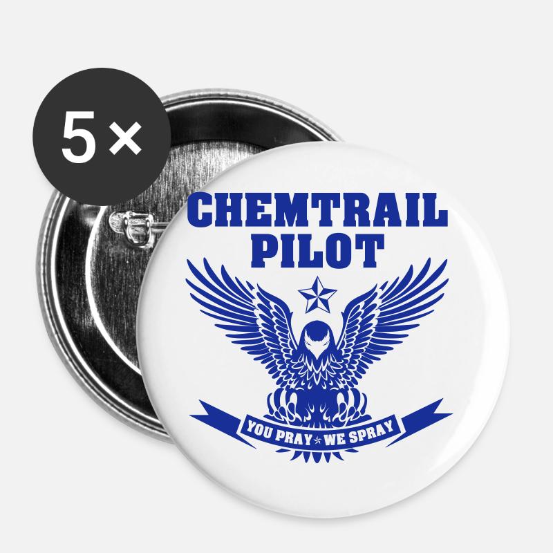 Chemtrail Pilot - Buttons large 2.2''/56 mm (5-pack) - white
