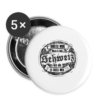 Grüezi Wohl - Buttons groß 56 mm (5er Pack) - Weiß - Vorne