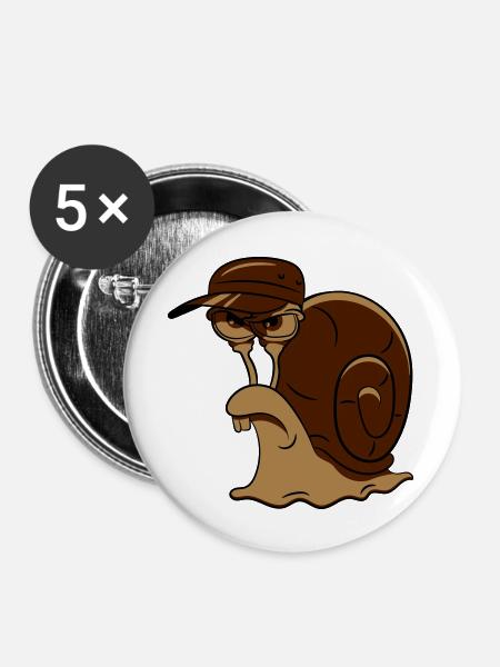 Snail funny evil - Buttons large 2.2''/56 mm (5-pack) - white