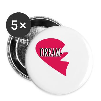 Dream Team Heart - Buttons large 2.2''/56 mm (5-pack) - white - Front