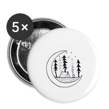 Camping im Wald - Buttons groß 56 mm (5er Pack) - Weiß - Vorne