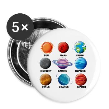 Planet type cosmos astronomy space rocket - Buttons large 2.2''/56 mm (5-pack) - white - Front