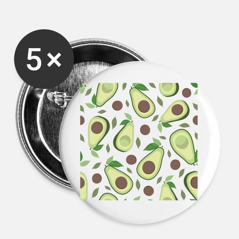 Eggplant and avocado pattern - Buttons large 2.2''/56 mm (5-pack) - white