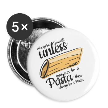 Cadeau de farine de spaghetti de pâte de nouilles de pâtes - Lot de 5 grands badges (56 mm) - blanc - Devant