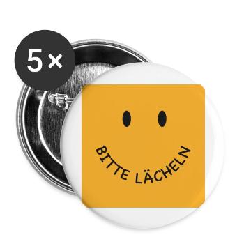 Bitte lächeln Gesichtsmaske - Buttons groß 56 mm (5er Pack) - Weiß - Vorne