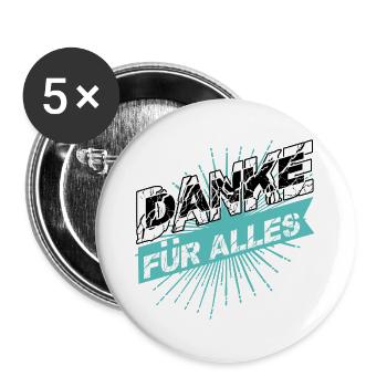 DANKE für Alles - Buttons groß 56 mm (5er Pack) - Weiß - Vorne