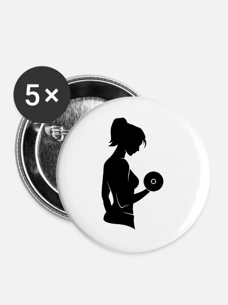 Hanteltraining Muskeltraining Fitnessstudio Sport - Buttons groß 56 mm (5er Pack) - Weiß