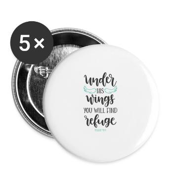 Psalm 91 4 5785 - Buttons large 2.2''/56 mm (5-pack) - white - Front