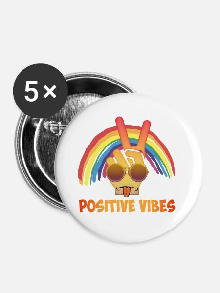 Positive vibes - Buttons large 2.2''/56 mm (5-pack) - white