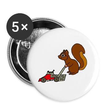 Squirrel with lawn mower Funny gift idea - Buttons large 2.2''/56 mm (5-pack) - white - Front