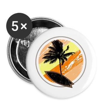 Beach Surf Sun - Lot de 5 grands badges (56 mm) - blanc - Devant