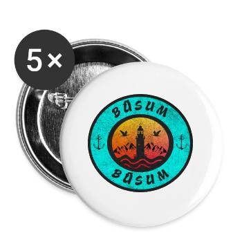 Büsum Leuchtturm Design / Geschenkidee - Buttons groß 56 mm (5er Pack) - Weiß - Vorne