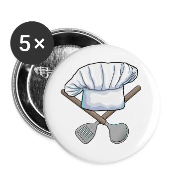 Chef's Hat Cooking Kitchen - Buttons large 2.2''/56 mm (5-pack) - white - Front