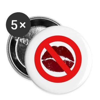 Baisers interdit baiser bouche lèvres baiser interdiction distance - Lot de 5 grands badges (56 mm) - blanc - Devant