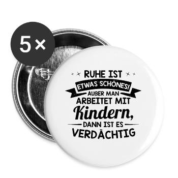 Éducateur profession | Éducatrice De l’école maternelle - Lot de 5 grands badges (56 mm) - blanc - Devant