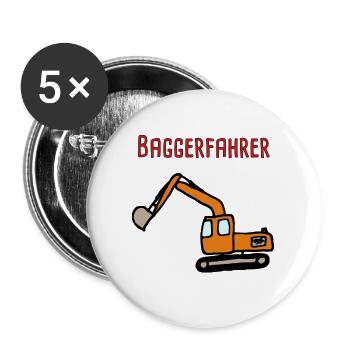 Baggerfahrer - Buttons groß 56 mm (5er Pack) - Weiß - Vorne