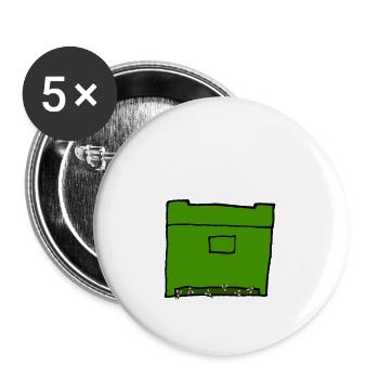 Ruche avec abeilles, dessin animé, apiculteur - Lot de 5 grands badges (56 mm) - blanc - Devant