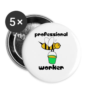 Bee, bees as professional workers - Buttons large 2.2''/56 mm (5-pack) - white - Front