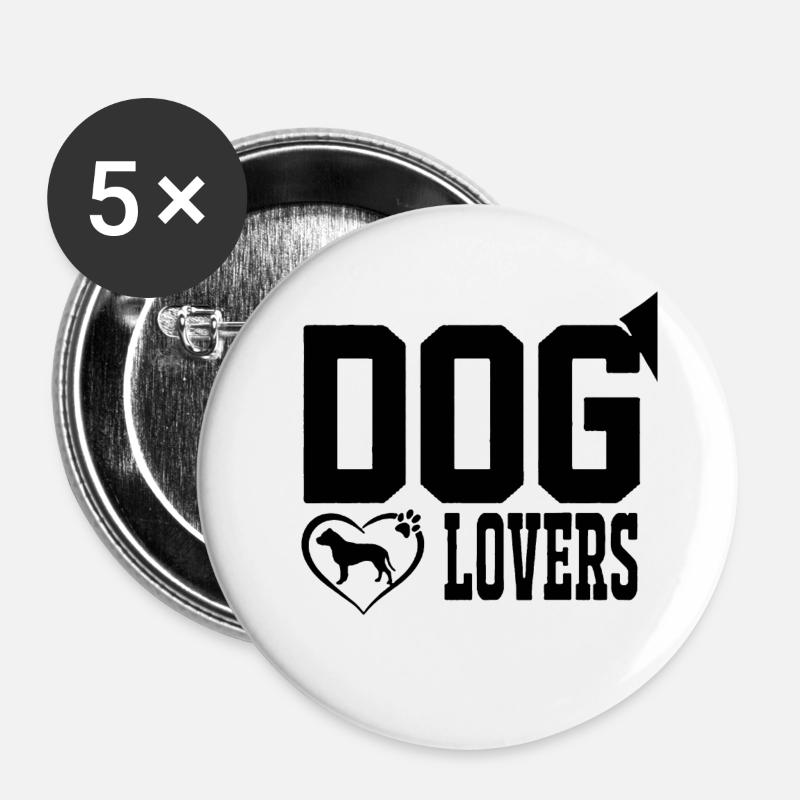 dog lovers - Buttons large 2.2''/56 mm (5-pack) - white
