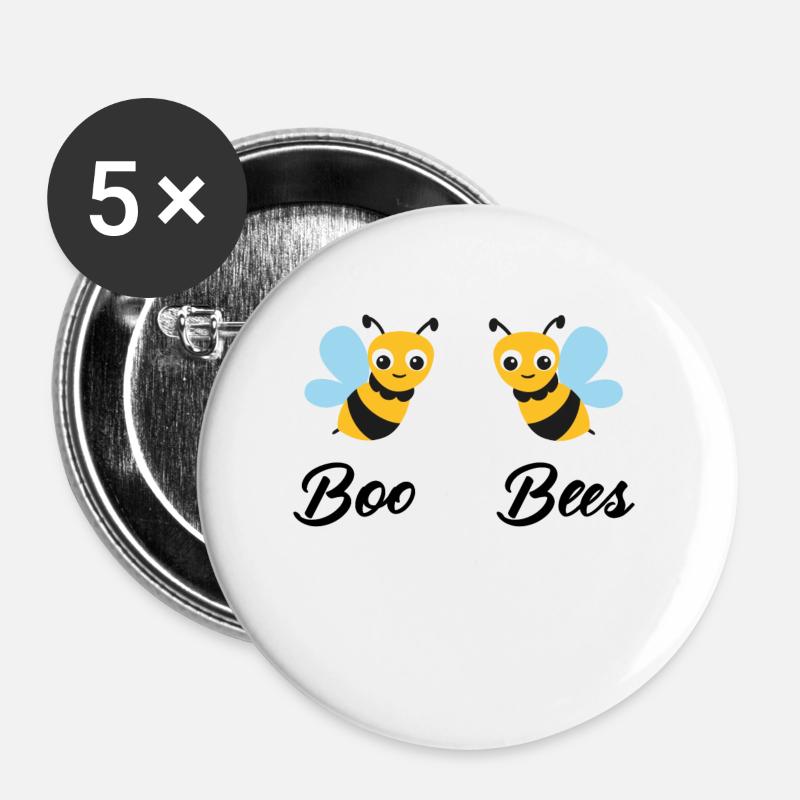Bee | Boo Bees - Buttons large 2.2''/56 mm (5-pack) - white