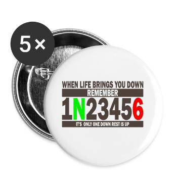 When life brings you down remember Motorrad Bahn - Buttons large 2.2''/56 mm (5-pack) - white - Front