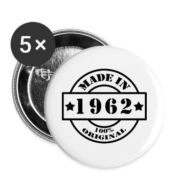 MADE IN 1962 year of birth year of manufacture vintage gift - Buttons large 2.2''/56 mm (5-pack) - white - Front