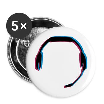 3D Effekt Headset - Buttons groß 56 mm (5er Pack) - Weiß - Vorne