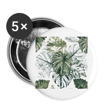 Motif de feuilles de monstera tropical - Lot de 5 grands badges (56 mm) - blanc - Devant