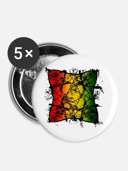 Rasta-Blattabstraktion mit Farbverlauf - Buttons groß 56 mm (5er Pack) - Weiß